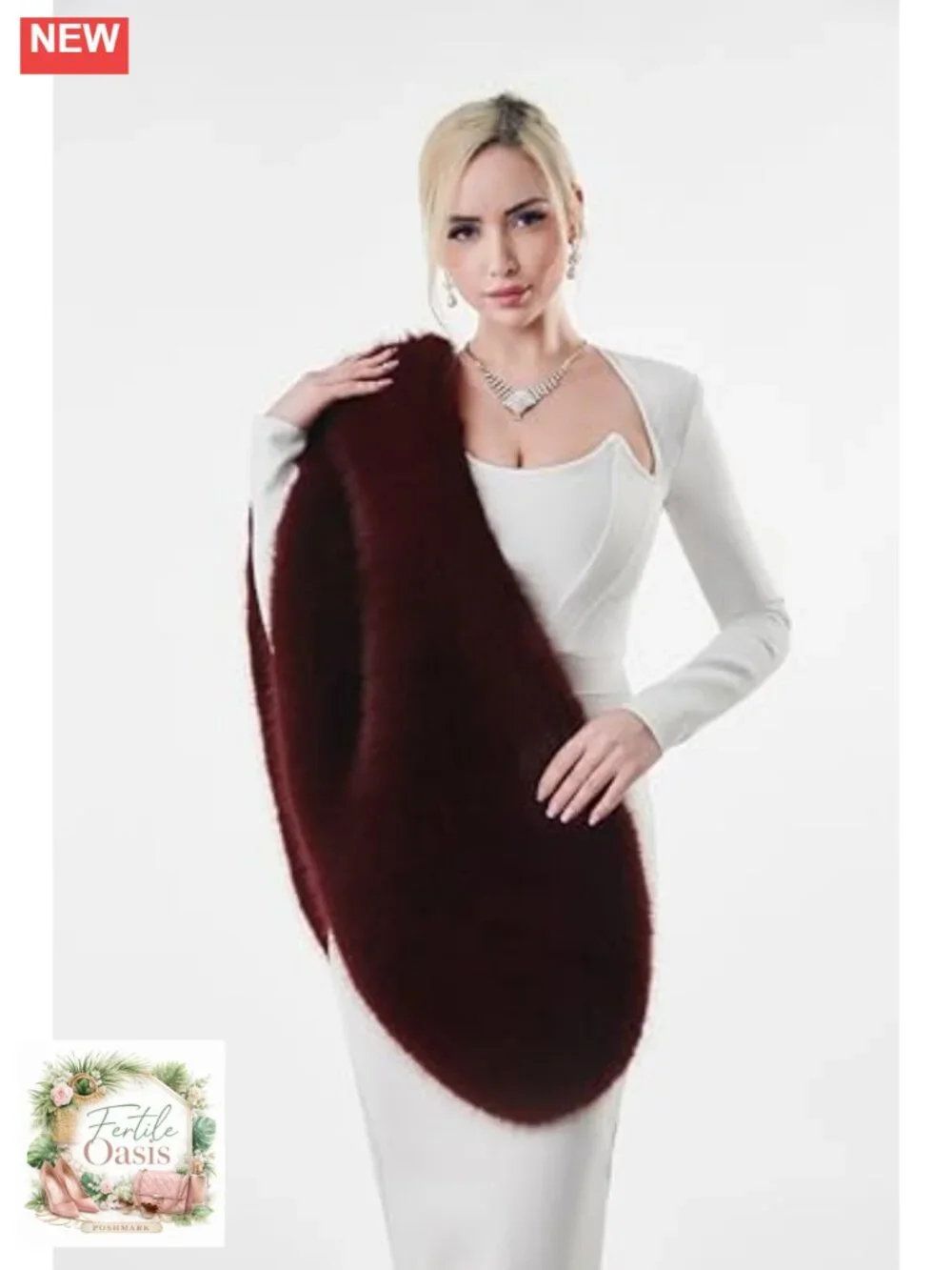 Women's Faux Fur Wrap Shawl Cape Winter Evening Party